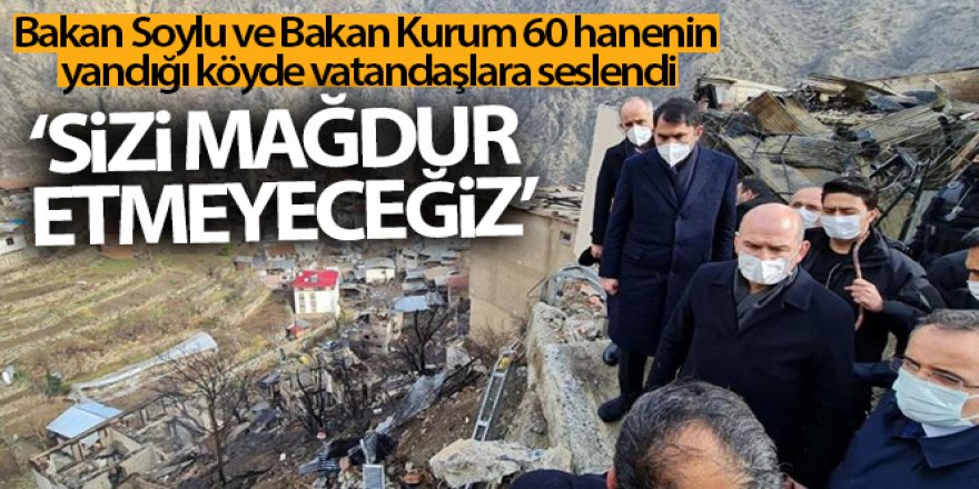Bakan Soylu ve Bakan Kurum 60 hanenin yandığı Dereiçi köyünde vatandaşlara seslendi