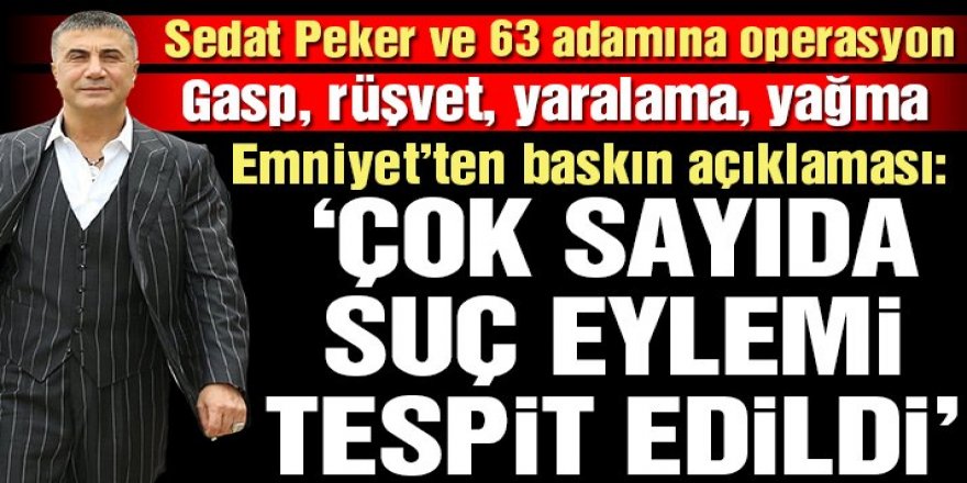 Sedat Peker ve suç örgütüne 5 ilde eş zamanlı operasyon