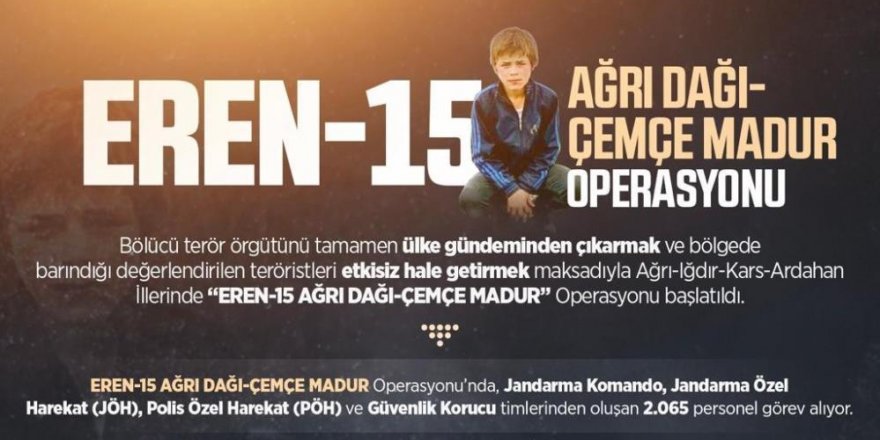 Ağrı, Iğdır, Kars ve Ardahan'da "Eren-15 Ağrı Dağı-Çemçe Madur Operasyonu" başlatıldı
