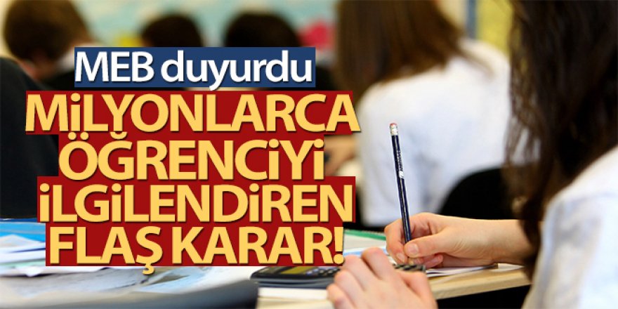 MEB duyurdu: Liselerde sınav uygulamaları yeniden düzenlendi