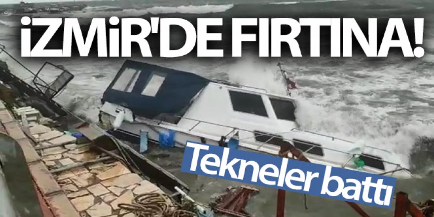 İzmir'de fırtına etkili oluyor: Dikili'de tekneler battı