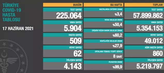 17 Haziran koronavirüs tablosu açıklandı