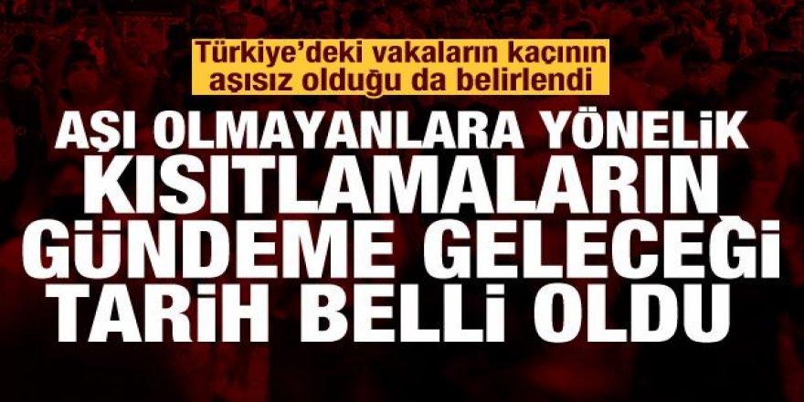 Aşı olmayanlara yönelik kısıtlamaların ne zaman gündeme geleceği belli oldu