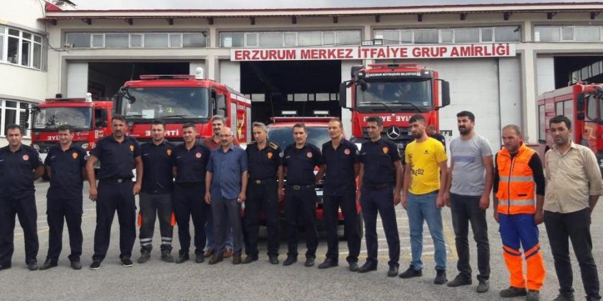Erzurum itfaiye ekipleri Antalya için yola çıktı