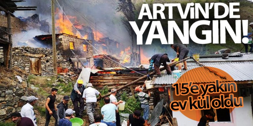 Artvin'in Yusufeli ilçesi Yüncüler köyünde yangın