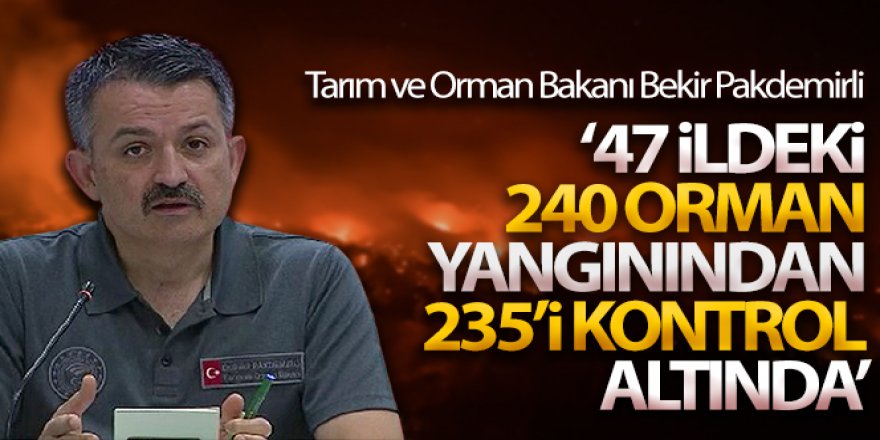 Bakan Pakdemirli: 'Şu anda yerleşim yerlerini tehdit eden bir yangımız yok'