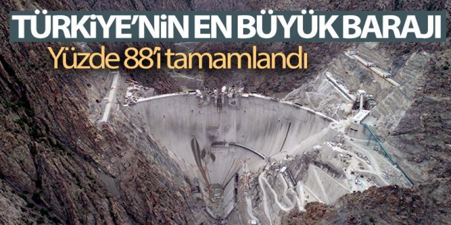 Türkiye'nin en büyük barajında yüzde 88'lik fiziki gerçekleşme sağlandı