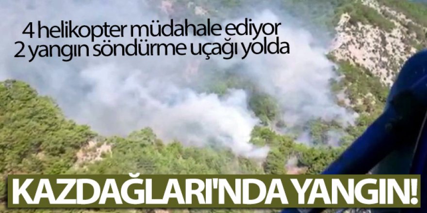 Kazdağları'nda yangın! 4 helikopter müdahale ediyor, 2 yangın söndürme uçağı yolda