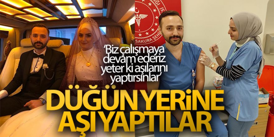 Düğün yerine aşı yaptılar