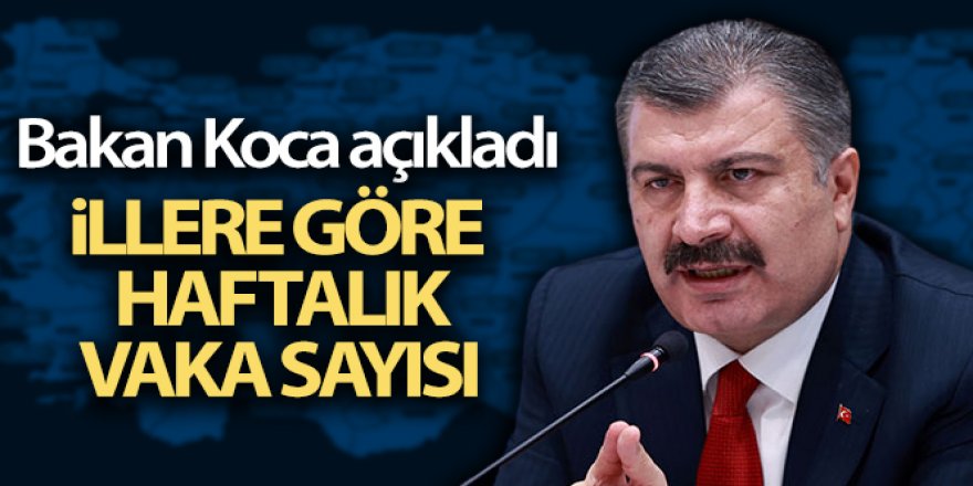 İllere göre haftalık vaka sayısı açıklandı