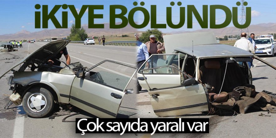 Erzurum’da feci kaza, araç ikiye bölündü:5 yaralı