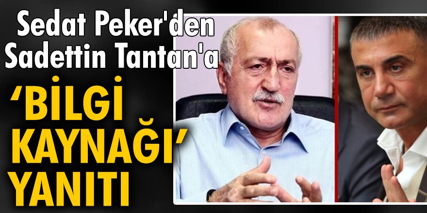 Sedat Peker'den, Sadettin Tantan'a 'bilgi kaynağı' yanıtı