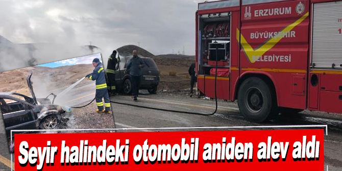 Seyir halindeki otomobil aniden alev aldı