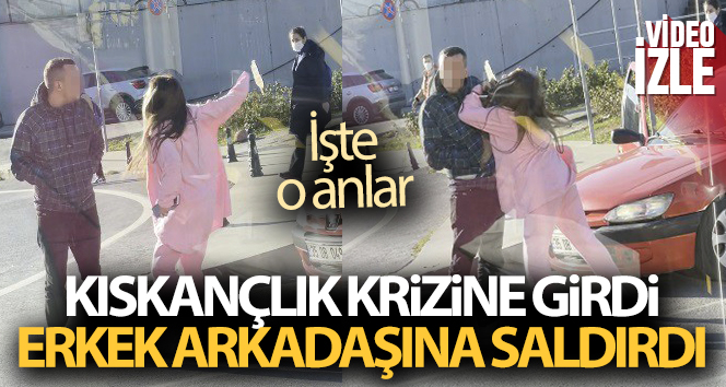 Erkek arkadaşıyla tartışan genç kızın sinir krizi geçirdiği anlar kamerada