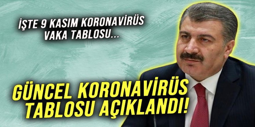 9 Kasım koronavirüs tablosu açıklandı