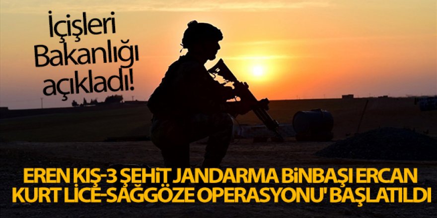 'Eren Kış-3 Şehit Jandarma Binbaşı Ercan Kurt Lice-Sağgöze Operasyonu' başlatıldı