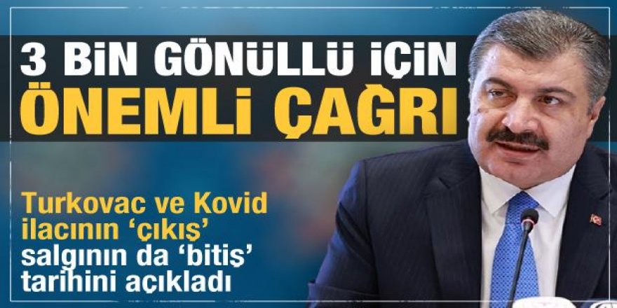 Bakan Koca Turkovac ve Kovid ilacının çıkış, salgının ise bitiş tarihini açıkladı