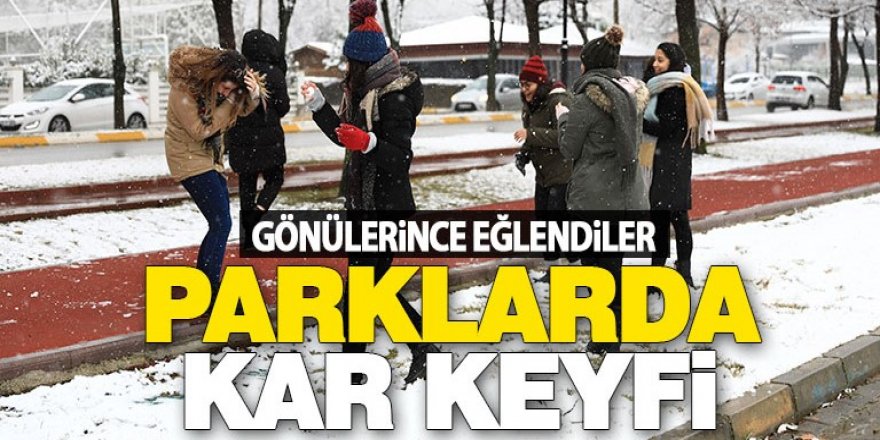 Erzurum’da gençlerin kartopu keyfi