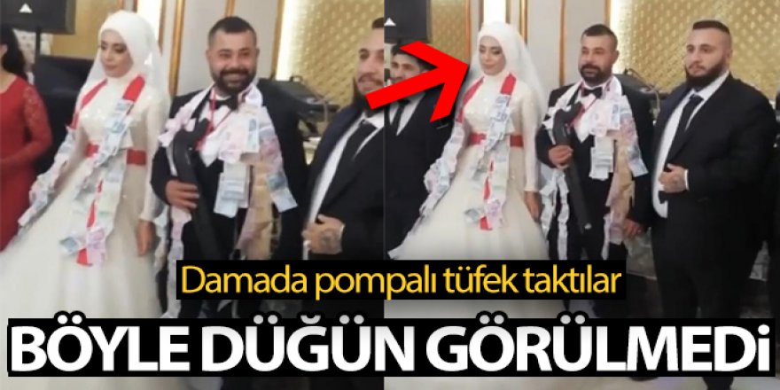 Erzurumlu ve Muşlu ailenin düğününde Damada 'pompalı tüfek' taktılar