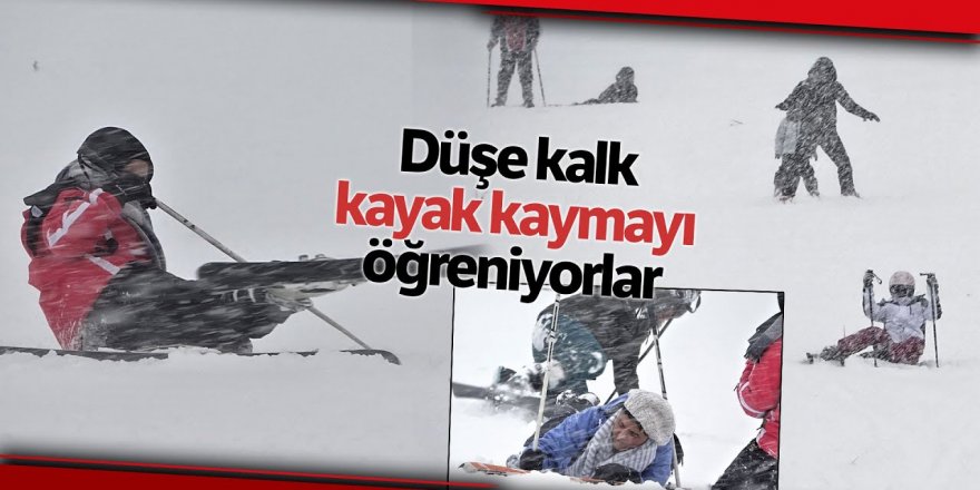 Palandöken’de düşe kalka kayak keyfi...