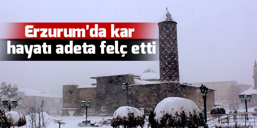 Erzurum’da kar hayatı felç etti