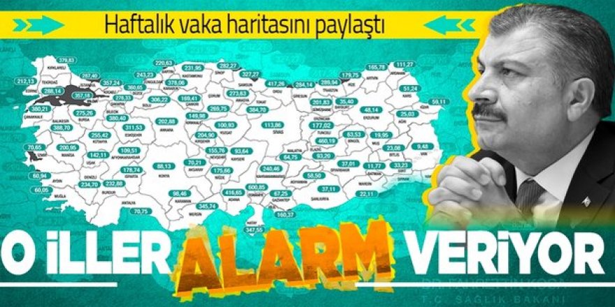 İllere göre haftalık vaka haritası açıklandı: Erzurum ilk 10'da