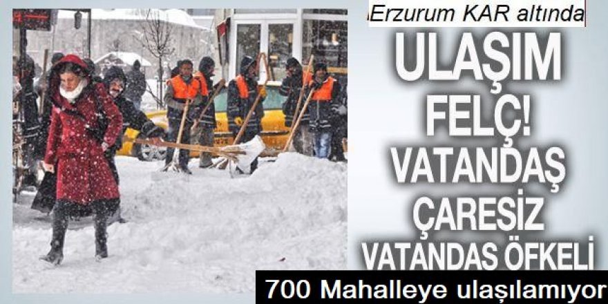 Kar Erzurum'da hayatı felç etti