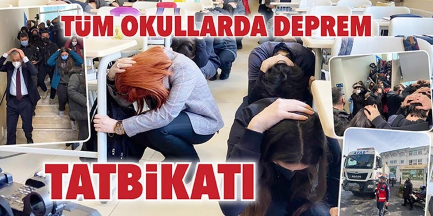 Vali öğrencilerle birlikte deprem tatbikatına katıldı