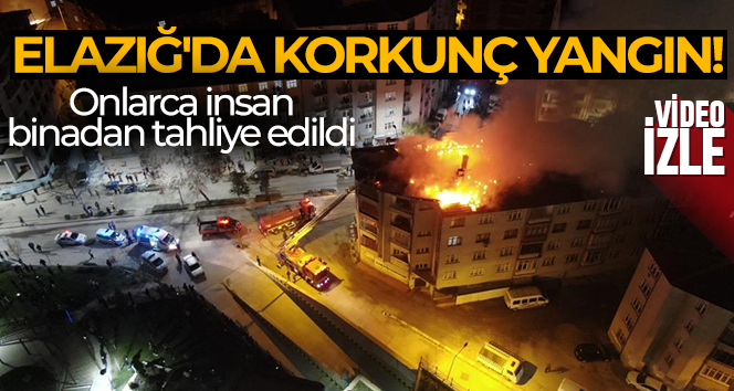 Elazığ'da geceyi gündüze çeviren bina yangını,