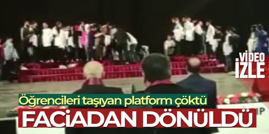Erzurum'da faciadan dönüldü: Törende öğrencileri taşıyan platform çöktü