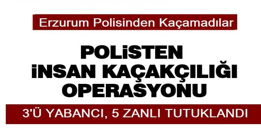 Erzurum'da insan kaçakçılarına darbe: 5 Tutuklama