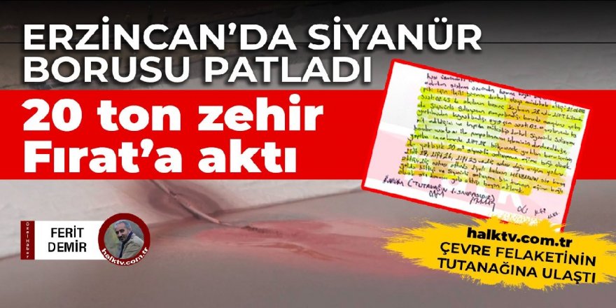 Erzincan İliç'te altın madeninin siyanür borusu patladı: Fırat'a aktı