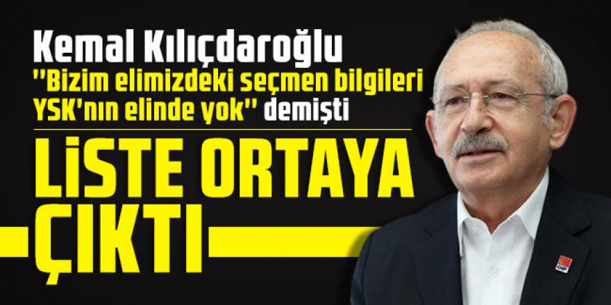 Kemal Kılıçdaroğlu ''Bizim elimizdeki seçmen bilgileri YSK'nın elinde yok'' demişti: Liste ortaya çıktı