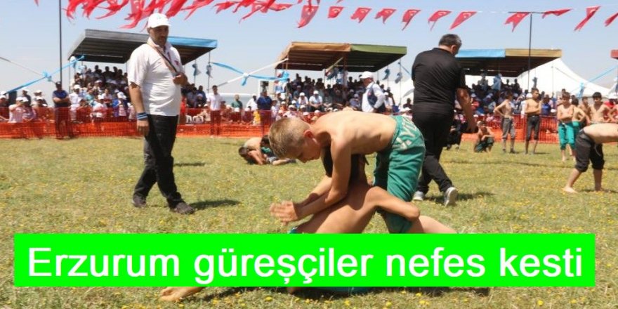 Erzurum Ovası Güreş Festivali'nde güreşçiler nefes kesti