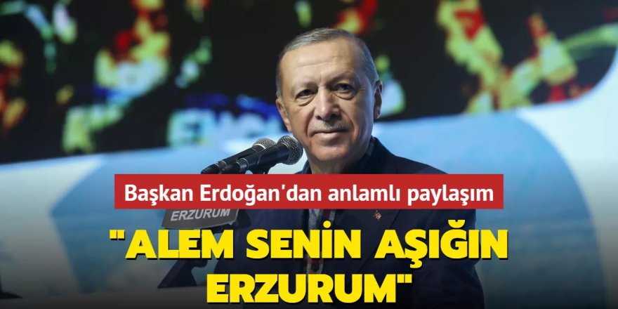 Cumhurbaşkanı Erdoğan'dan anlamlı paylaşım: Alem senin aşığın