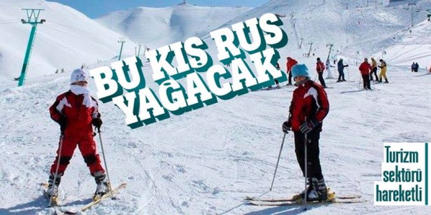 Charter seferi ile Erzurum’a gelen ilk Rus kafile Palandöken’de kayak yapmaya başladı