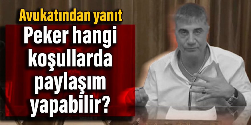 Peker hangi koşullarda paylaşım yapabilir? Avukatından yanıt