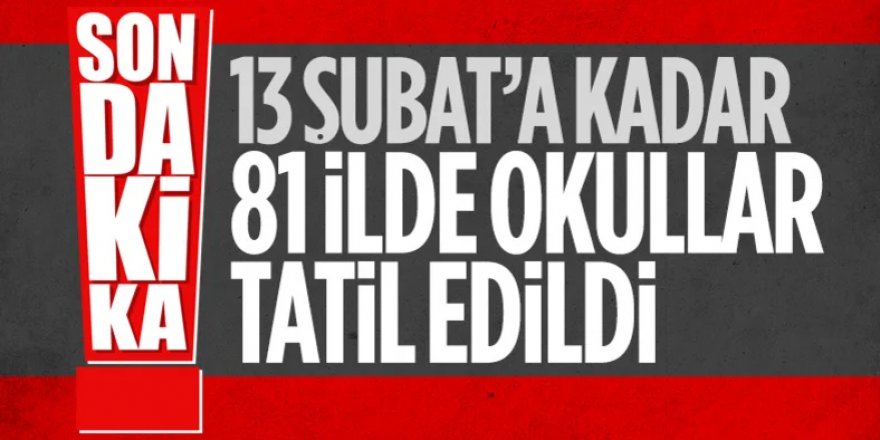 Türkiye'de okullar 13 Şubat'a kadar tatil edildi