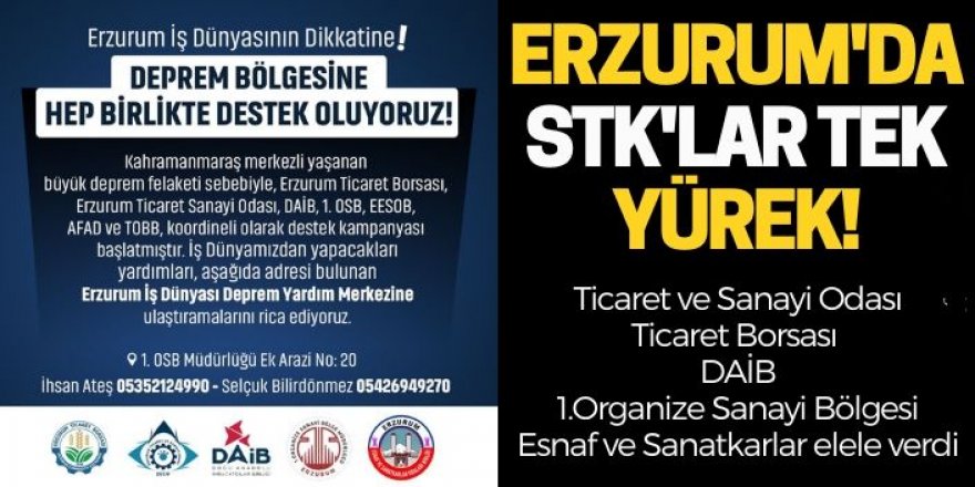 Erzurum'da STK'ler tek yürek