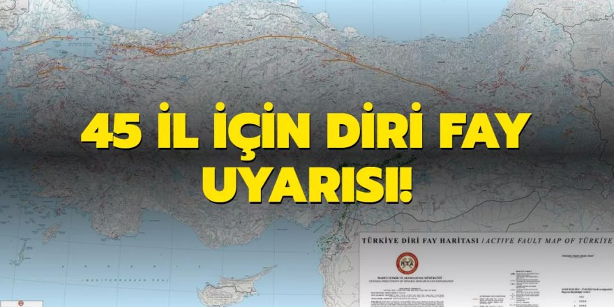 45 il için diri fay uyarısı