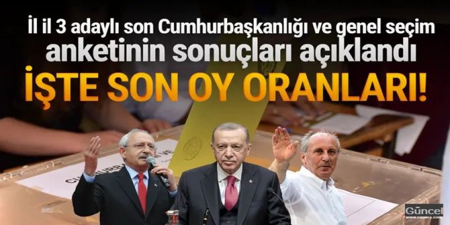 İl il Cumhurbaşkanlığı seçimi anketi sonuçları açıklandı