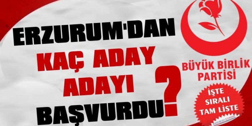 BBP'nin Erzurum'da Milletvekili Aday Adayları Tam Listesi!