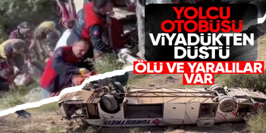 Horasan- Sarıkamış'ta yolcu otobüsü viyadükten düştü!