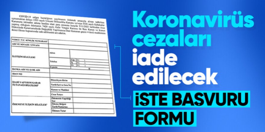 Koronavirüs cezalarının iadesiyle ilgili başvuru formu Resmi Gazete'de