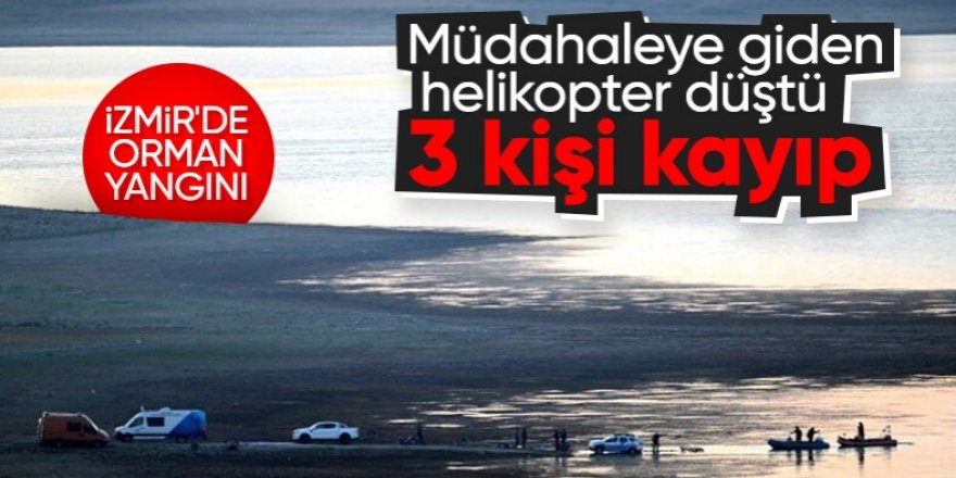 İzmir'de yangına müdahale eden helikopter Tahtalı Barajı'na düştü!