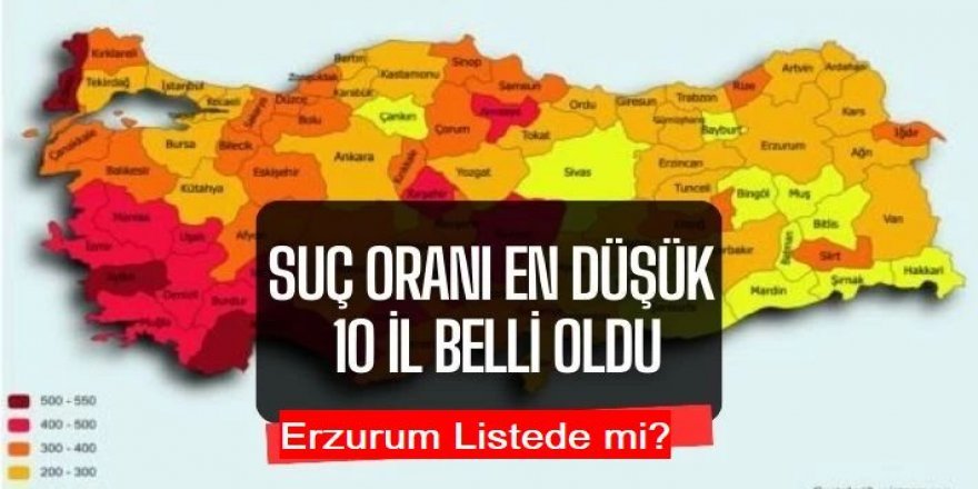 İşte Erzurum'da ki suç oranı