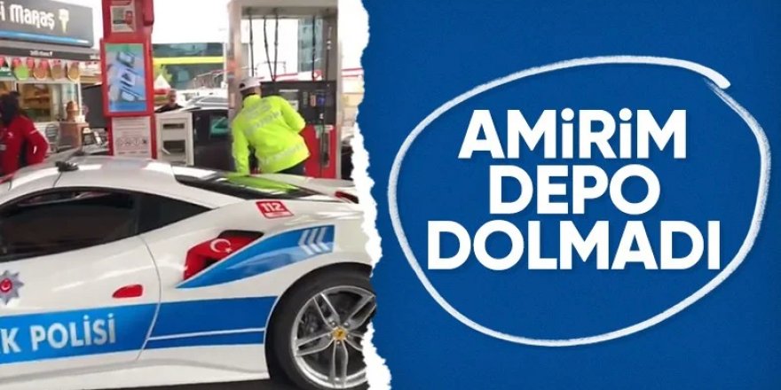 Ferrari marka polis aracı benzinlikte görüntülendi