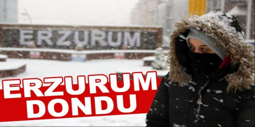 Erzurum’da hava buz kesti