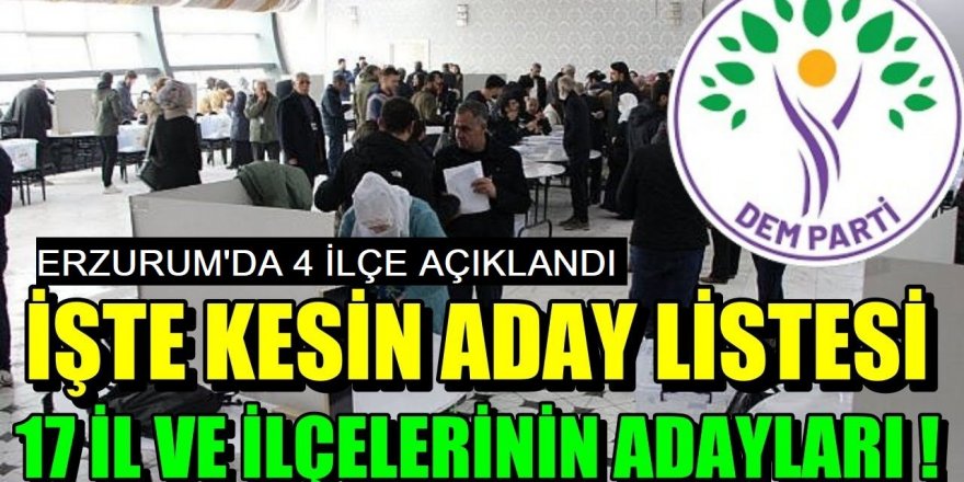 DEM Parti'nin açıklanan eşbaşkan adayları tam listesi: Erzurum'da 4 ilçe