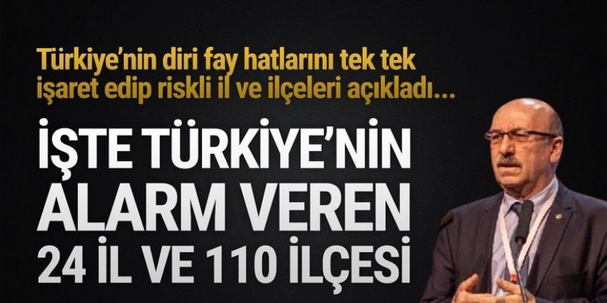 Okan Tüysüz altından diri fay hattı geçen 24 il, 110 ilçeyi açıkladı